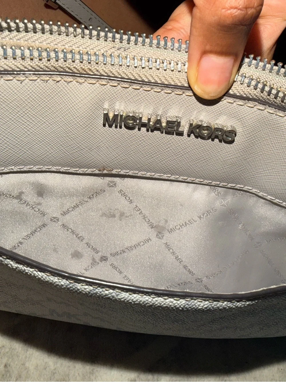 Michael Kors Gray MK Signature Crossbody Bag